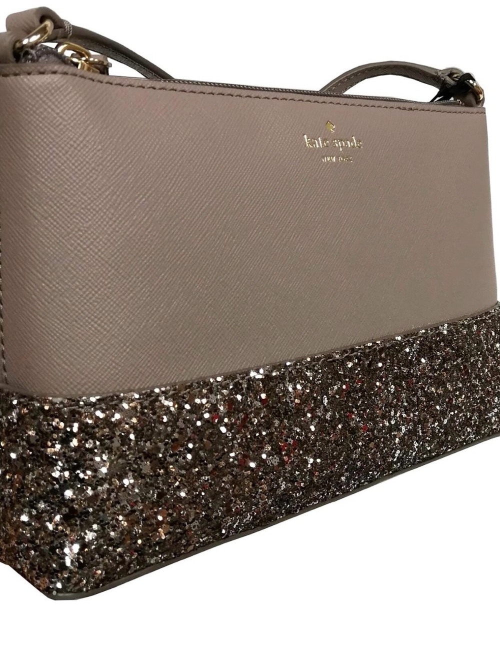 Kate Spade New York Greta Glitter court crossbody bag/grey! NWOT - Picture 2 of 14